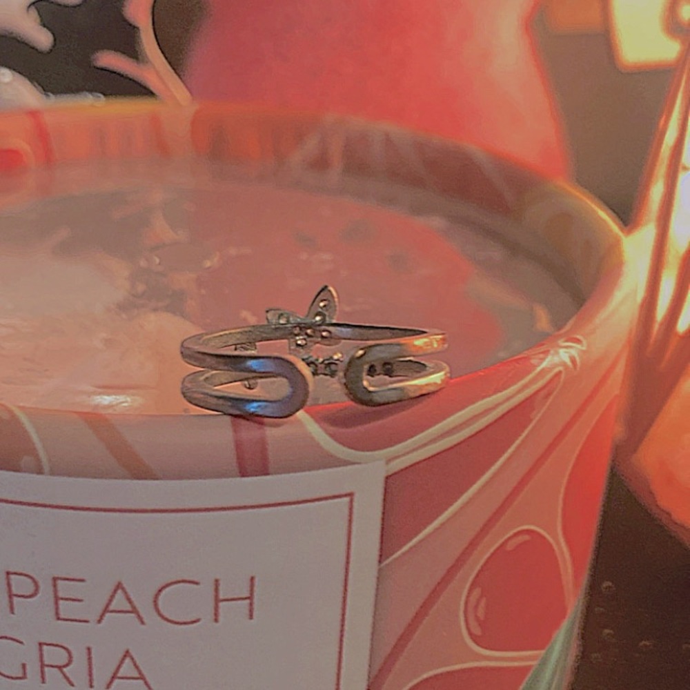 Silver butterfly adjustable ring